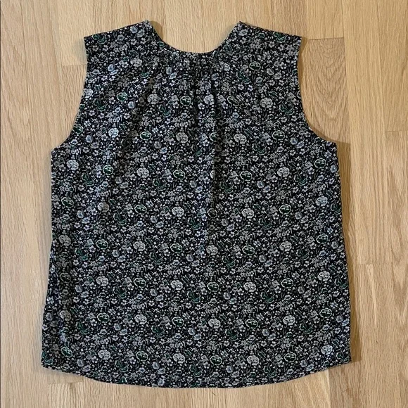 Rebecca Taylor Navy and Floral 100% Silk Sleeveless Blouse - Size 2 - Picture 6 of 6
